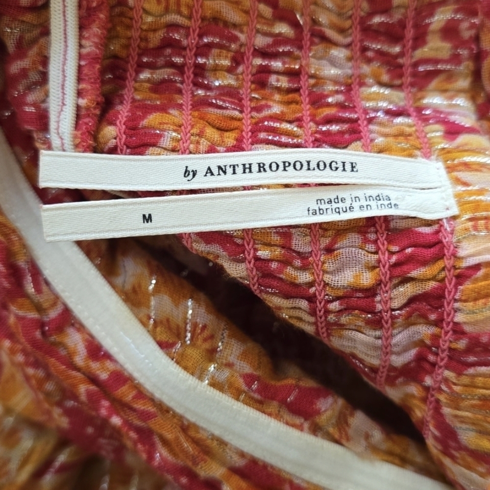 Anthropologie Harem Boho Strapless Orange & Red Jumpsuit. Size Medium - Picture 7 of 10